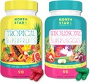 Superfood Rich Keto Tropical Fruit + Suplementos de verduras enteras TEN 180 TOTAL Servimientos de Producción Per Bottle ← Nitric Oxide + Beta Glucan ANTE Gluten, Dairy, Soy, GMO-Free (Fruit & Veggie, 180 Conde)