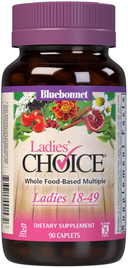 Bluebonnet Nutrition Ladies' Choice Whole Food-Based Multiple for Women 18-49, 90 Count Purple/Pink