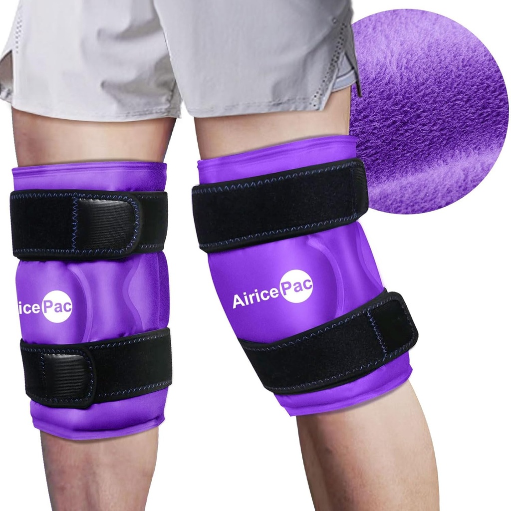 2 Ice Pack for Knee Pain Relief, Reusable Gel Ice Wrap for Injuries, Swelling, Knee Replacement Surgery, Cold Compress Therapy for Arthritis, Meniscus Tear and ACL, Purple