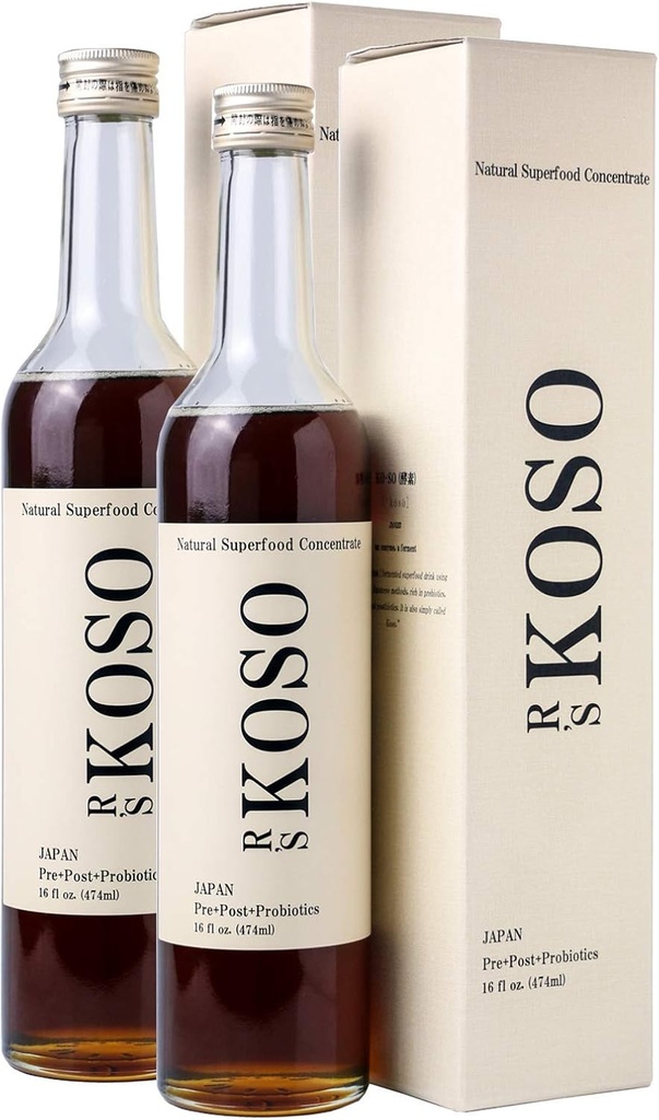 R's KOSO 5-Day Cleanse Japanese Enzyme Drink Rich in Probiotics and Prebiotic, Made from 100+ Vegetables ? Frutas - Soporte Natural para una mejor digestión " Salud Gut + Detox + Limpia - 16oz × 2
