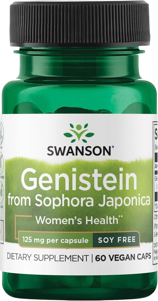Swanson Soy-Free Genistein - Plant-Based Natural Supplement for Women - Comfort & Balance - (60 Veggie Capsules, 125mg Each)