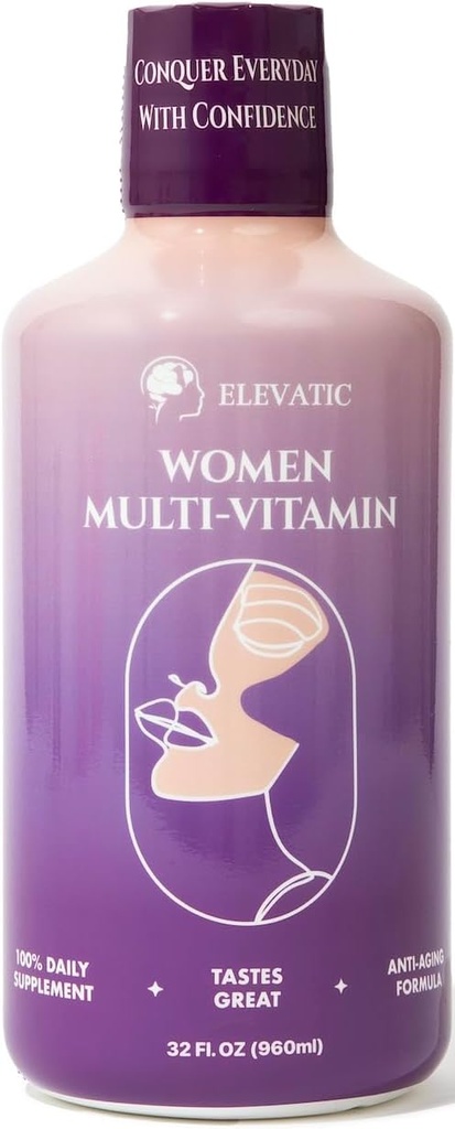 Multivitamínico líquido para mujeres - 32Fl.oz (960ml) - Desbloquear La receta secreta Silencio Energía y Belleza Booster Silencio 100% Orgánica Aloe Vera Líquido multivitamina para la piel de glaseado y la salud de vibración