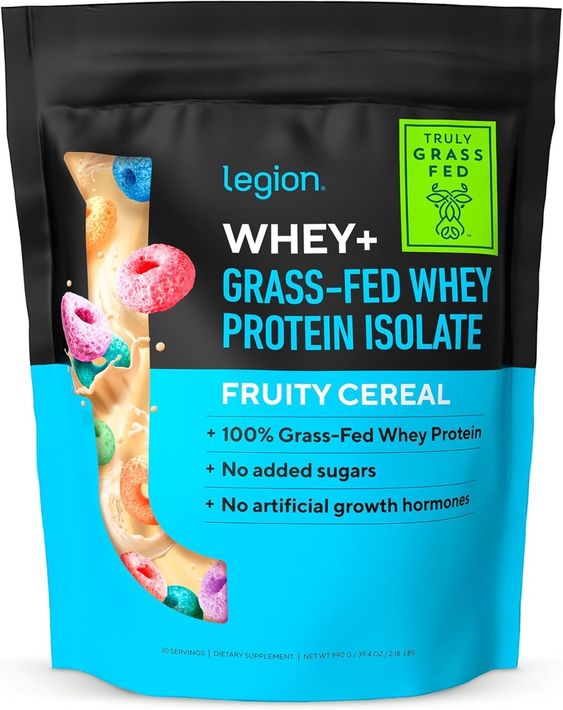 LEGION Whey+ Protein Whey Isolate from Grass Fed Cows - Whey Protein Isolate Powder Low Calorie, Non-GMO, Sugar Free, Lactose and Gluten Free, All Natural Protein Powder for Men & Women, (30 Servings)