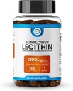 Lecithin girasol 1200 MG 100 Softgels, suministro de 100 días garantizado pura, no GMO, libre de soja, soporta cerebro, corazón, nervios, salud del hígado, función cognitiva, colesterol saludable, alta absorción Fórmula