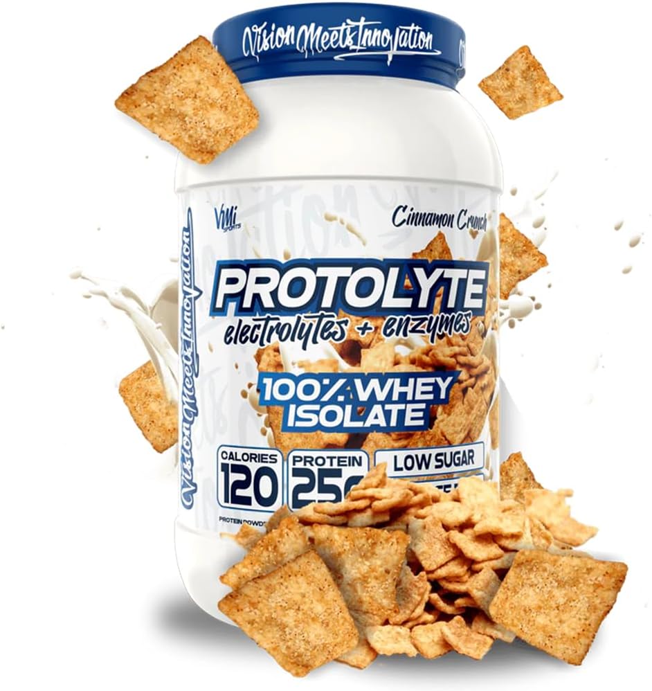 VMI Sports  ProtoLyte Whey Isolate Protein Powder ← Baja Calorie Whey for Weight Loss and Muscle Gain ← Enzymes Digestive ← Non-GMO (1.6 lb, Cinnamon Crunch)