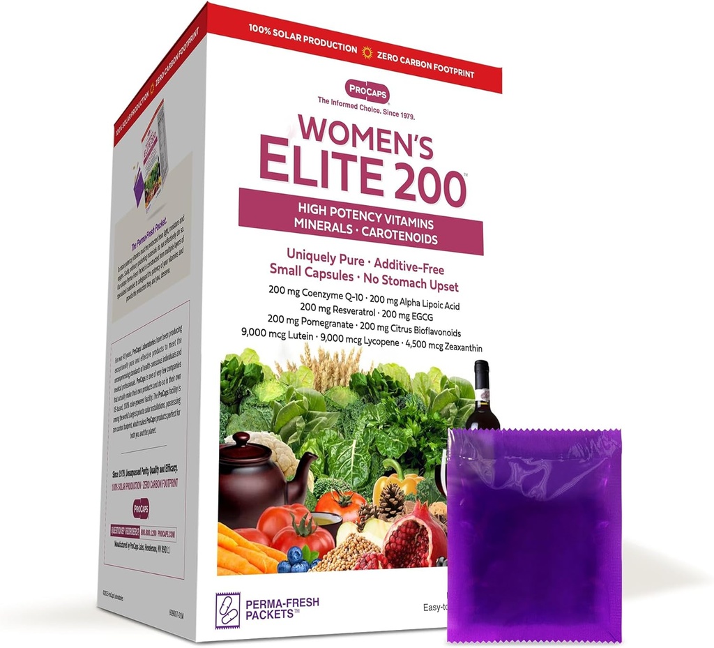 ANDREW LESSMAN Multivitamin - Women's Elite-200 120 Packets - Potent Nutrients Plus 200mg Each Coenzyme Q10, Alpha Lipoic Acid, Resveratrol, EGCG, Pomegranate, Citrus Bioflavonoids. No Additives