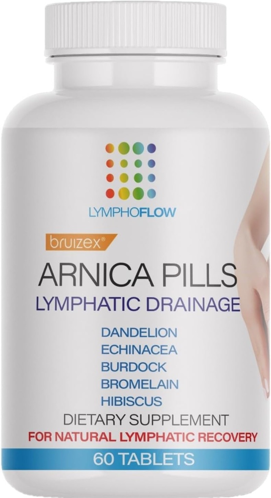 Bruizex Arnica Pills Post Surgery Recovery for Bruising, Swelling & linfatic Drainage, Lipedema, Lymphedema &amp; BBL, Fibrosis Treatment, Use with Masssager Tool, Massage Oil & Lipofoam, 60 Tablets