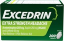 Excedrin Extra Strength Pain Relief Caplets for Headache Relief, Acetaminophen 250mg, Aspirin 250mg, Caffeine 65mg, Doin Reliever, 200 Conde