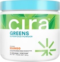 Cira Daily Greens - Naturalmente Endulzado, Orgánica Spirulina Superfood Powder con Ingredientes Premium, Antioxidante-Rich para Deblotar, Digestión, Energía - Mango, 30 Servimientos