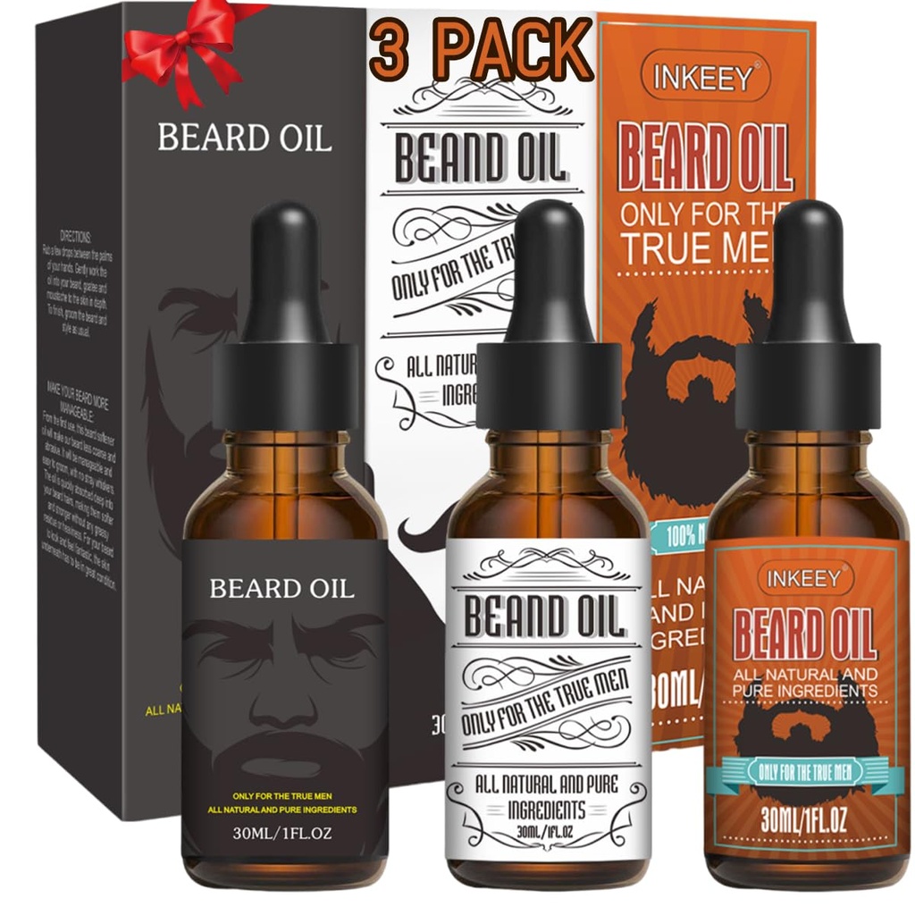 3 Pack Beard Oil para Hombres, Acondicionamiento y Moisturización para un mejor crecimiento de la barba - Gift Set (Fengyin Green Tea/Glamour movement/Azure)