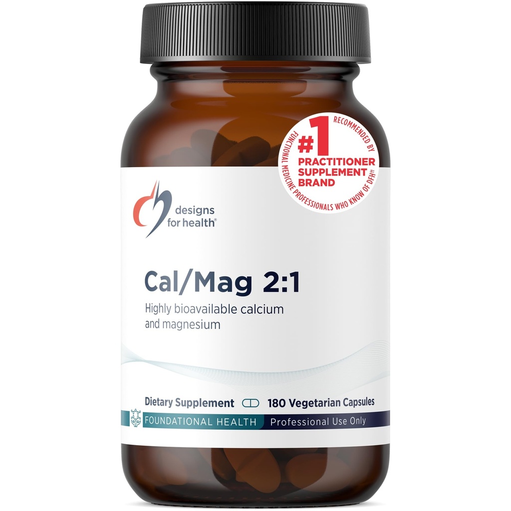 Diseños para la salud Cal/Mag 2:1 – 150mg Magnesio Chelated Malate + 300mg Calcium Malate Suplemento - Non-GMO, Highly Absorbable Bone Support Nutrients (180 cápsulas)