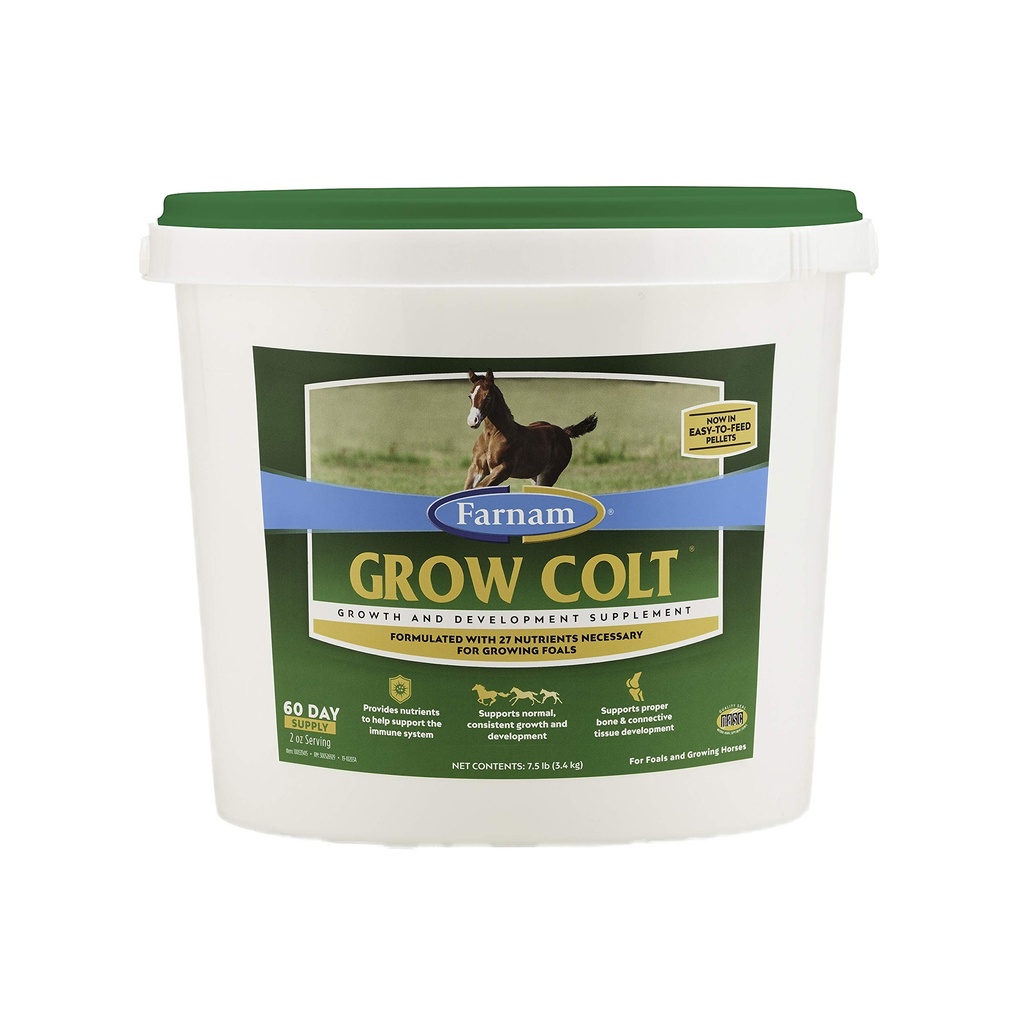 Farnam Grow Colt Supplement for Growth &amp; Development, Supports Normal, consistente Growth in First Years of foal's Life, 7.5 lbs., 60 Day Supply