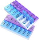 Organizador semanal de píldoras 2 veces al día Pill Box Capacidad grande AM Medicina Container Fish Oils Vitamin Pill Dispenser Suplemento Holder (2 PCS)
