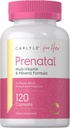 Carlyle Prenatal Vitamins for Women TEN 120 Capsules ← Fórmula Multivitamina y Mineral con ácido fólico TENIDO NO GMO y Gluten Suplemento gratuito TEN para Her