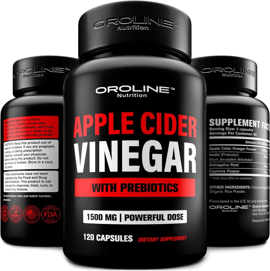 Píldoras de vinagre de manzana con prebiótico, suministro de 2 meses - cápsulas de vinagre de sidra de manzana - suplementos de vinagre de manzana, tabletas de vinagre de manzana - energía y manteca de apoyo para hombres y mujeres 1500 mg