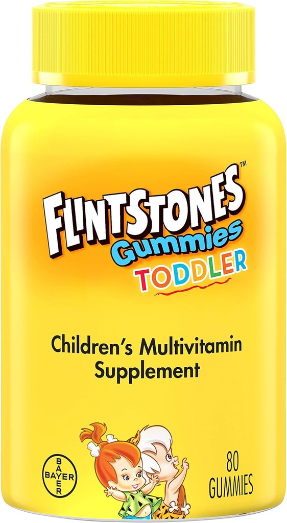 Flintstones Gummies Toddler Vitaminas, Gummy Multivitamínico para niños pequeños con vitaminas A, C, D, B12, Zinc &amp; más, 80ct