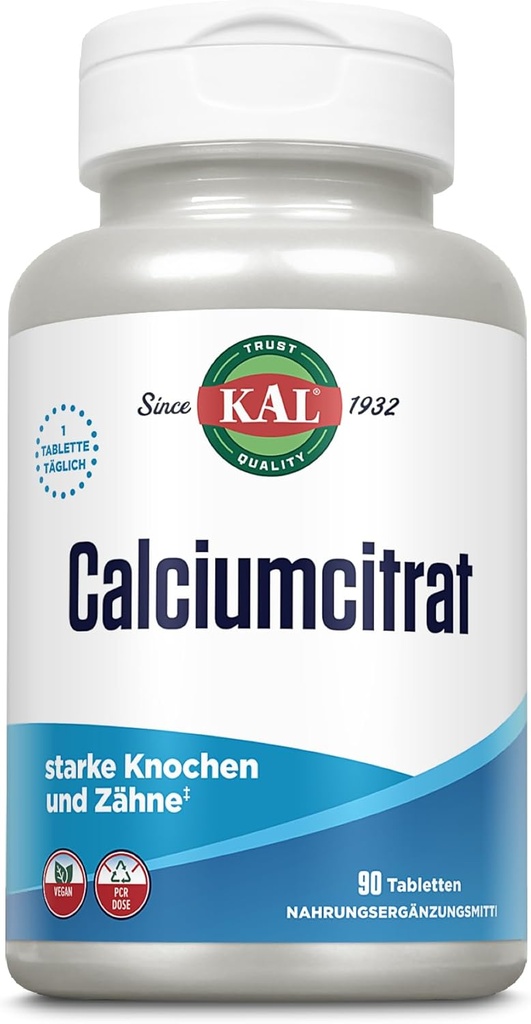 Citrato de calcio KAL, 1000 mg, 90 Tabs