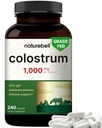 NatureBell Bovine Colostrum Suplemento 1000mg Por Serving, 240 cápsulas  40% IgG Colostrum Powder for Gut Health, Bloating, Skin, Hair & Immune Support – Non-GMO