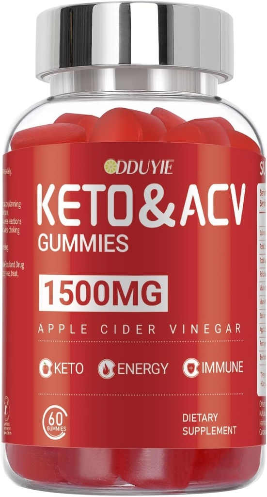 Keto ACV Gummies, Apple Sider Vinegar & Vitamina B12 B6 - para Hombres &amp; Mujer - 60 Conde