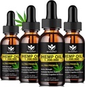 (4 Pack) Aceite de cáñamo orgánico - Extracto de aceite de cáñamo 100% natural, Relajación, Soporte inmunitario, Rico en Omega 3, 6, 9 ácidos grasos, Vegan - 30mL