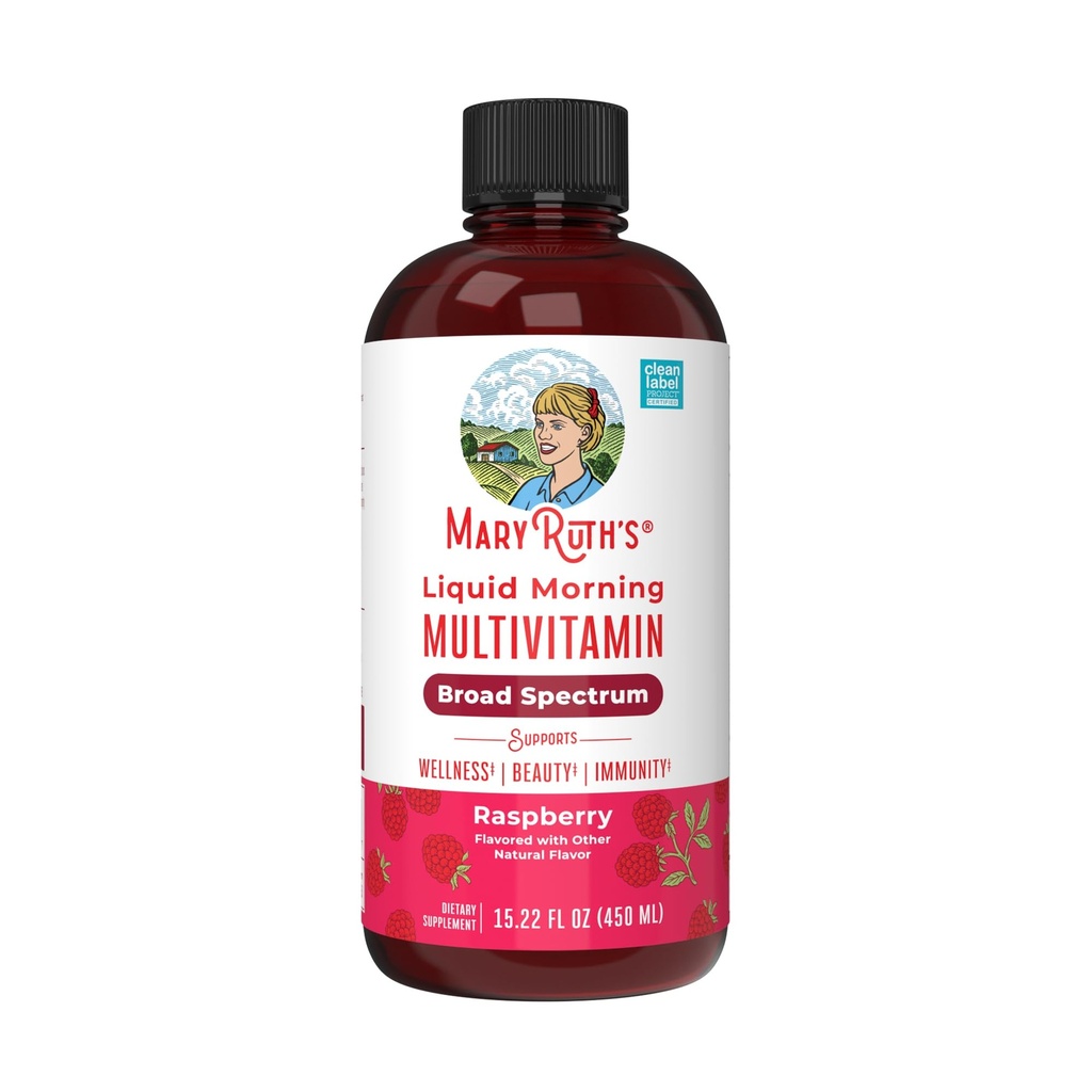 MaryRuth Organics Multivitamin for Women, Men &amp; Kids ← Liquid Morning Multivitamin TEN Vitamina A C D E B6 B12 Biotin Zinc ANTE Belleza ANTE Vegan ← No-GMO TEN Gluten Free ← 15 Servings