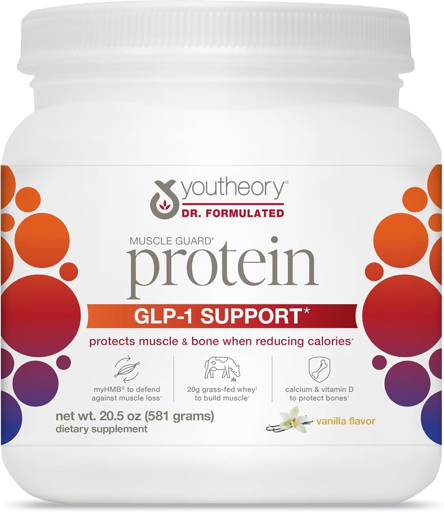 Soporte Proteína GLP-1 - Whey Protein Powder Suplemento - para GLP-1 Usuarios - Soportes Muscle & Bone - con myHMB, Calcio &amp; Vitamina D - 20,5 oz Polvo