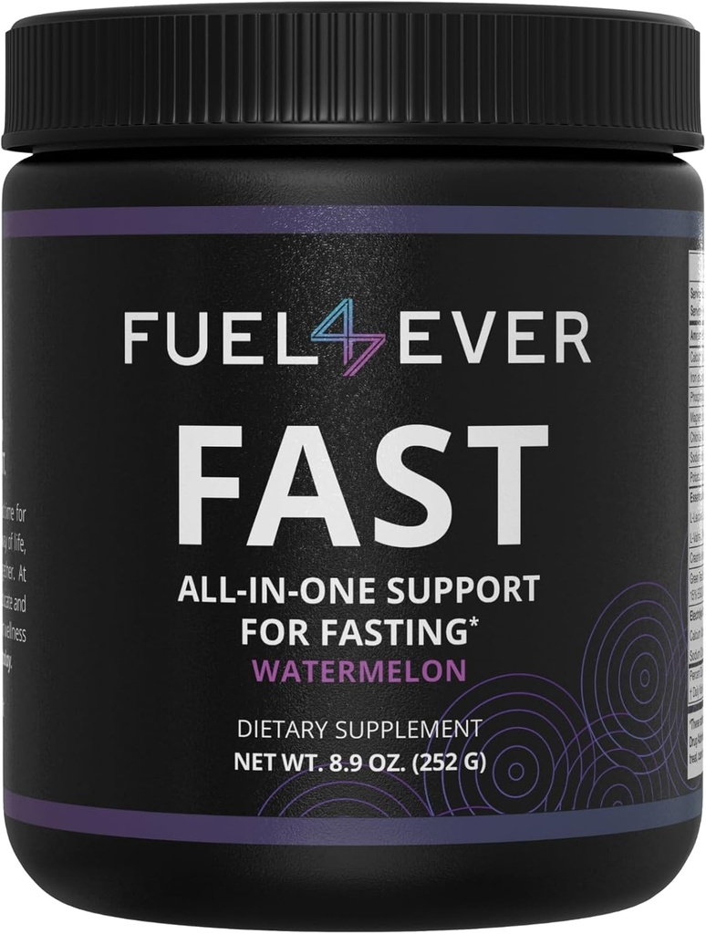 Fuel 4 Ever Fasting Electrolyte Powder ← Creatine, Essential Amino Acids & Green Tea Extract ← No Sugar, No Artificial Sweeteners or Ingredients ← Watermelon Flavor 30 Servings