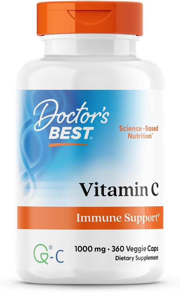 La mejor vitamina C del médico con Q-C, soporte inmunológico, no GMO, libre de gluten, soy libre, vegano 360 cápsulas vegetales