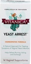 Vitanica Yeast Arrest, Homeopathic Vaginal Suppositories, para los síntomas de la infección por levaduras, Alimenta la quema, picazón y descarga, con Acid Boric, Tea Tree Oil " Probiotics, Vegan (Yeast Arrest, 14)