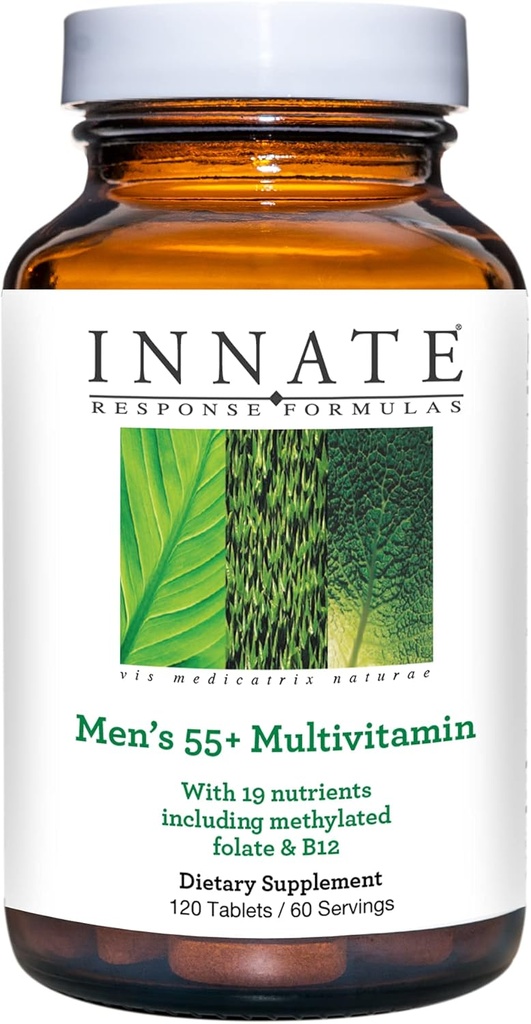 Respuesta inicial Fórmulas 55+ Multivitamínico para hombres - Multivitamínico diario para hombres 55 y más - con vitaminas B - Vegetariano, no GMO, Kosher y libre de gluten - 120 Tabletas (60 Servimientos)