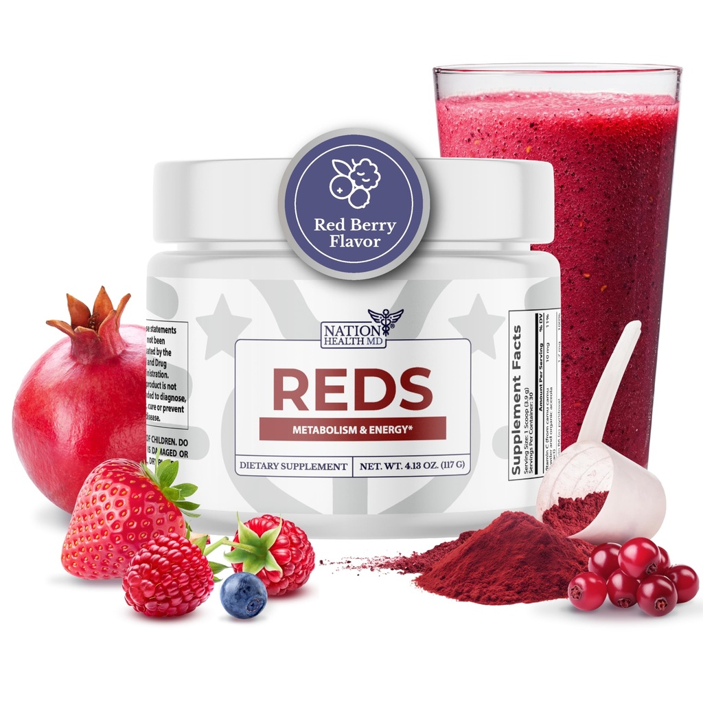 Redes - Super Rojos Polvo con 39 Superalimentos, Antioxidante-Rich Red Powder Superalimentos, Probióticos & Enzimas Digestivos para Energía, Metabolismo & Gut Health - Red Berry Flavor