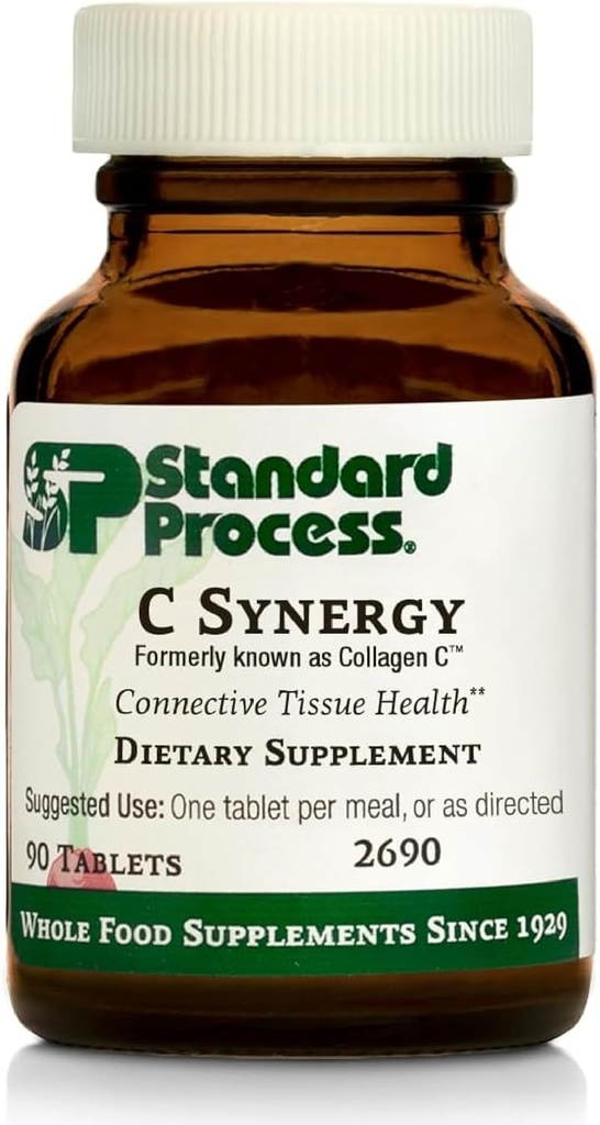 Standard Process C Synergy - Suplemento para apoyar la salud de tejidos conectivos - Suplemento integral basado en alimentos para la salud inmunitaria - Tissue conectivo Apoyo con la vitamina C " Helada de trigo - 90 Tablets