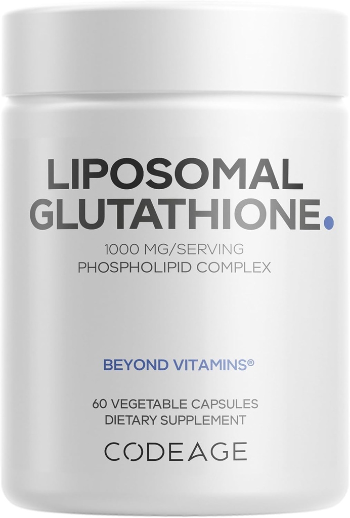 Codeage Liposomal Glutathione 1000 mg Suplemento, High-Potency Reduced L-Glutathione - Liposomal Delivery - Phospholipids - Non-GMO, Gluten-Free - 60 cápsulas