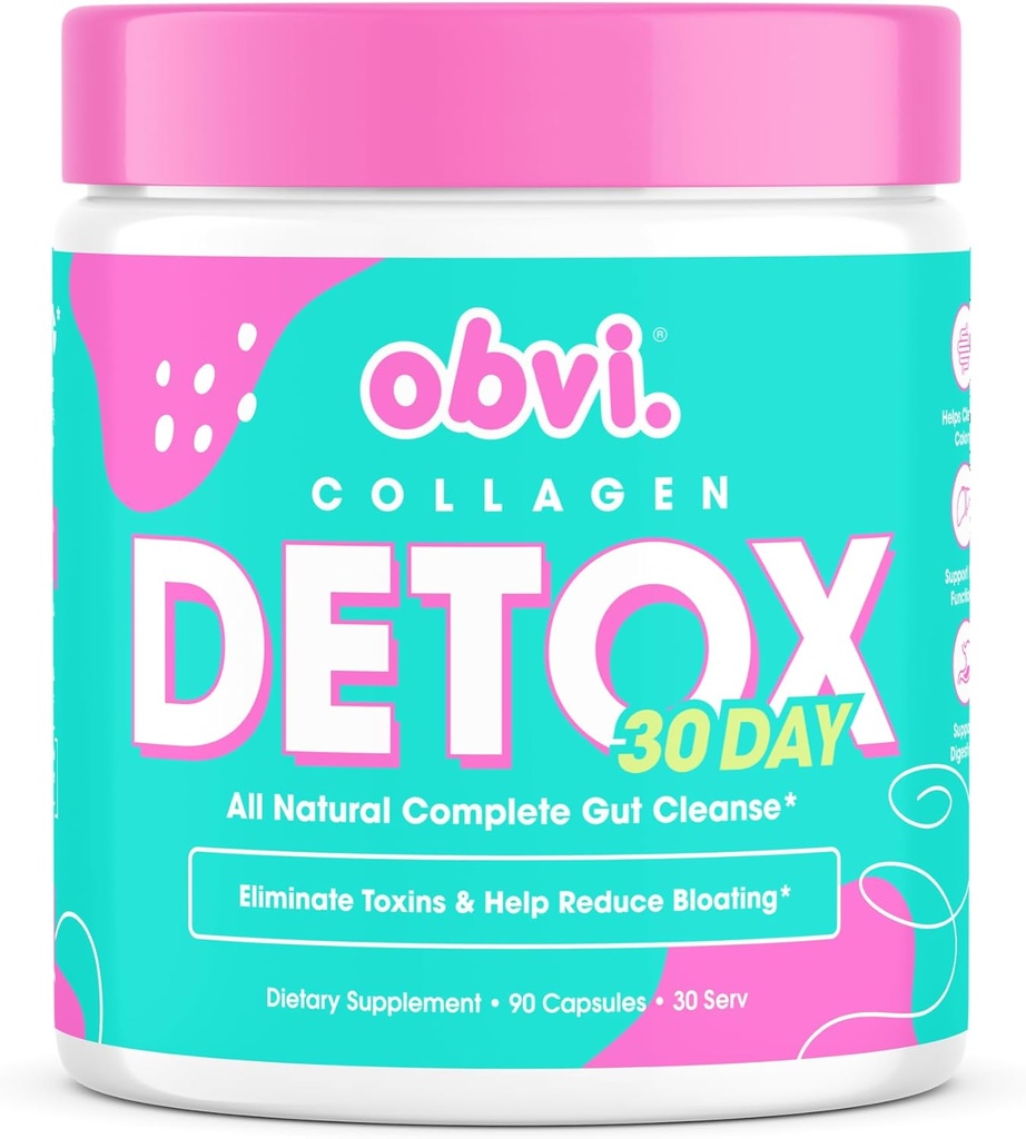 Obvi Detox Colon Cleanse Suplemento Silencio promueve Digestive and Gut Health, Bloating Relief, ayuda a eliminar toxinas  durable Immune Apoyo con Milk Thistle, Psyllium Husk, Senna Leaf TEN 90 Capsules TEN 30 Serviciones