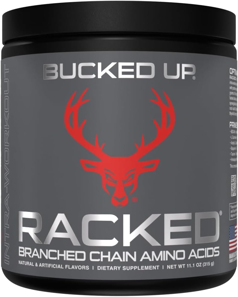 Aminoácidos encadenados BCAA RACKEDTM Branch Chained Amino Acids ¦ L-Carnitine, Acetyl L-Carnitine, GBB ¦ Recuperación Post Workout, Protein Synthesis, Lean Muscle BCAAs That You Can Feel! 30 Servings (Blood Raz)
