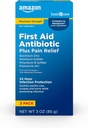 Cuidado básico Maximum Strength First Aid Triple Antibiotic Ointment, Doin Relief For Minor Cuts, Scrapes and Burns, 3 onzas (Pack of 1)