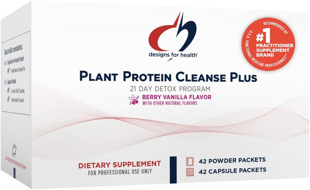 Diseños para la limpieza de las plantas de salud más 21 días Programa de desintoxicación - promueve la función saludable del hígado + limpieza metabólica con antioxidantes + hierbas, vegetariano (42 bebida de pólvora de proteínas + paquetes de vitaminas)