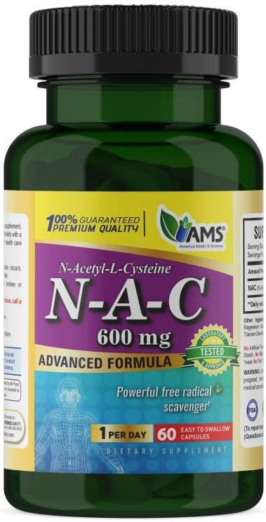 Estados Unidos Medic &amp; Science NAC 600mg – NAC Suplemento para la salud pulmonar &amp; soporte para el hígado " Antioxidantes – N-Acetyl-Cysteine – 60 cápsulas (Pack of 1)