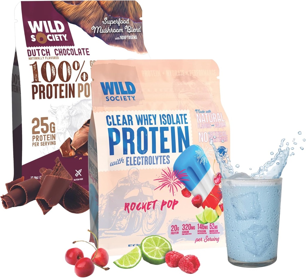 WILD SOCIETY Clear Isolate + Whey Concentrate Super Combo - Rocket Pop Clear Concentrado Whey + Holandés Chocolate Whey
