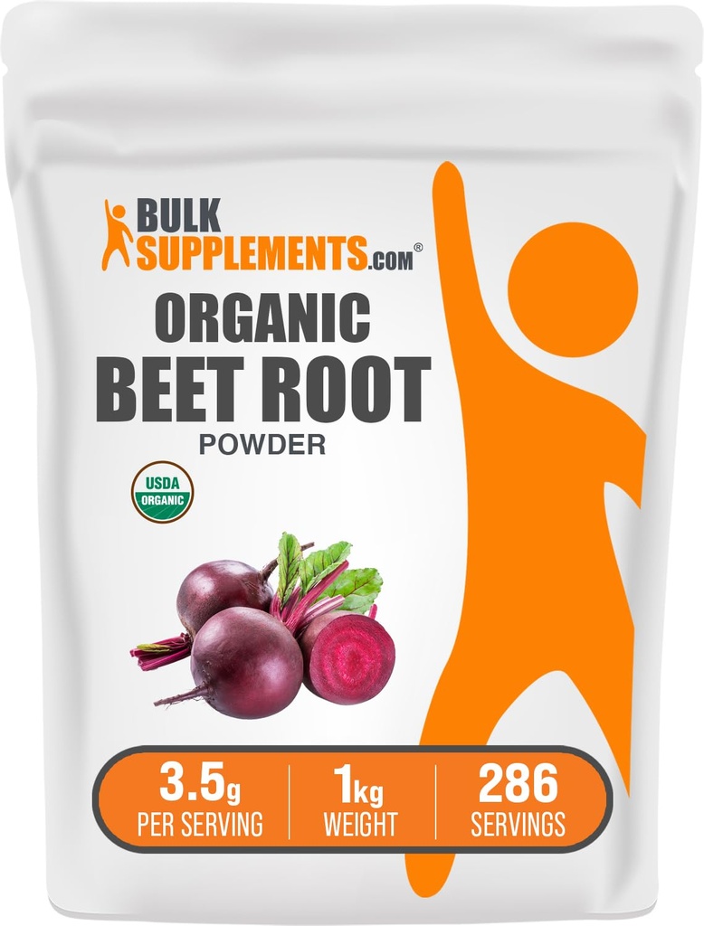 BulkSupplements.com Orgánica Beet Root Powder - Superfood Supplement, Beet Root Supplements - Vegan & Gluten Free, 3.5g per Serving, 1kg (2.2 lbs) (Pack of 1)
