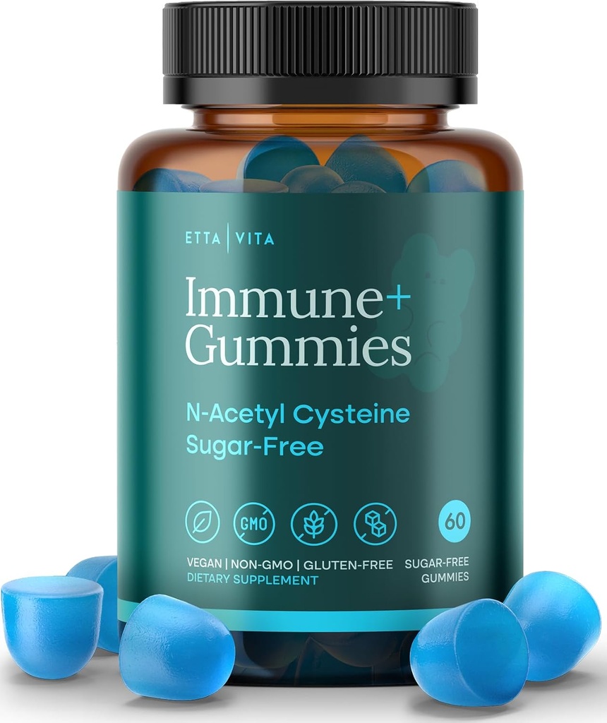 Primeros Gummies NAC libres de azúcar del mundo, Suplemento N-Acetyl Cysteine (MCT-Oil Coated for Absorption) Suplemento NAC para la salud respiratoria, Detox del hígado " Cleanse, Kidney, Antioxidant Support, Vegan 60ct