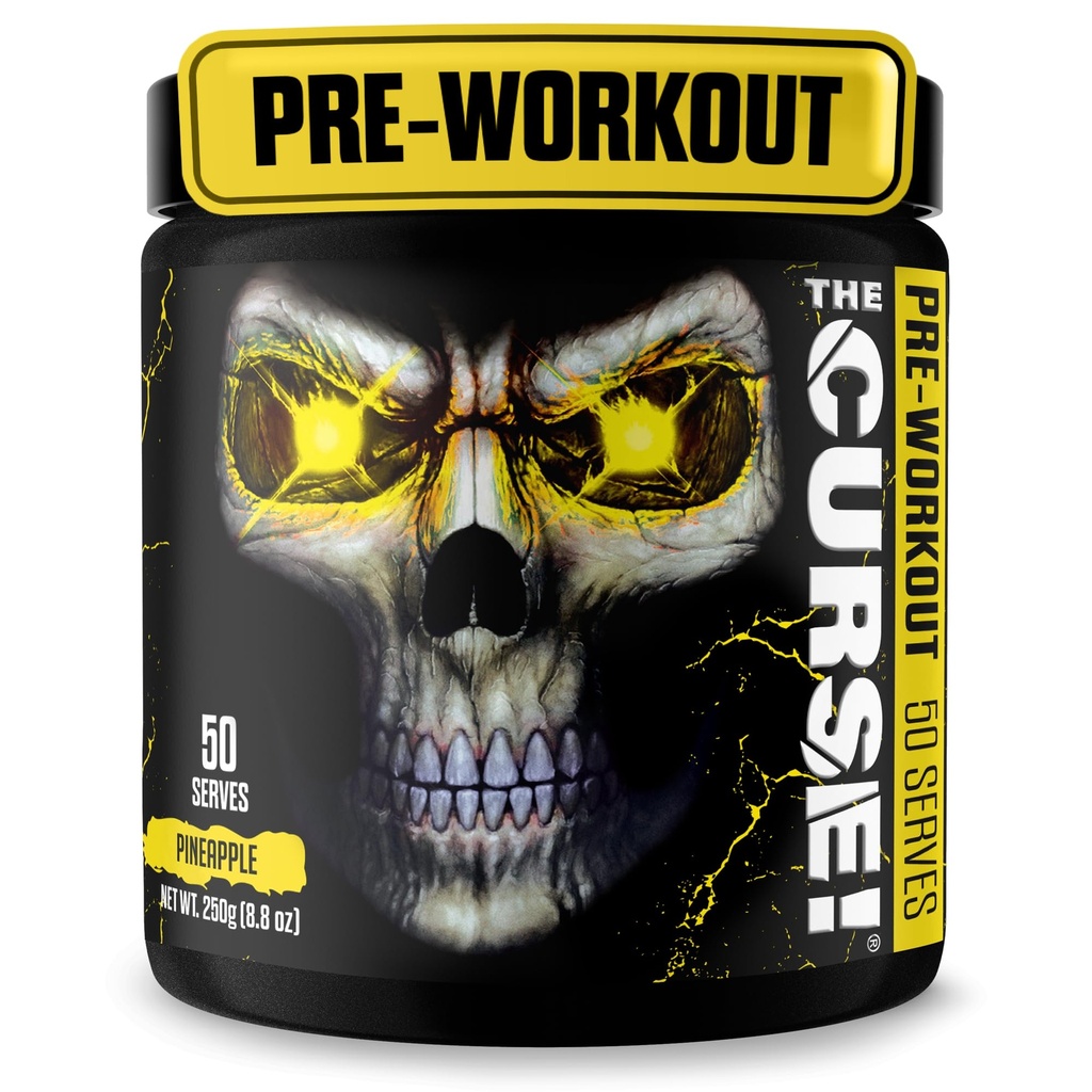 ¡JNX lanza la maldición! Pre Workout Powder for Men &amp; Women, Caffeine, Beta-Alanine, Creatine, L-Citrulline, 50 Servings, Pineapple Flavor – Boost Energy, Strength & Focus