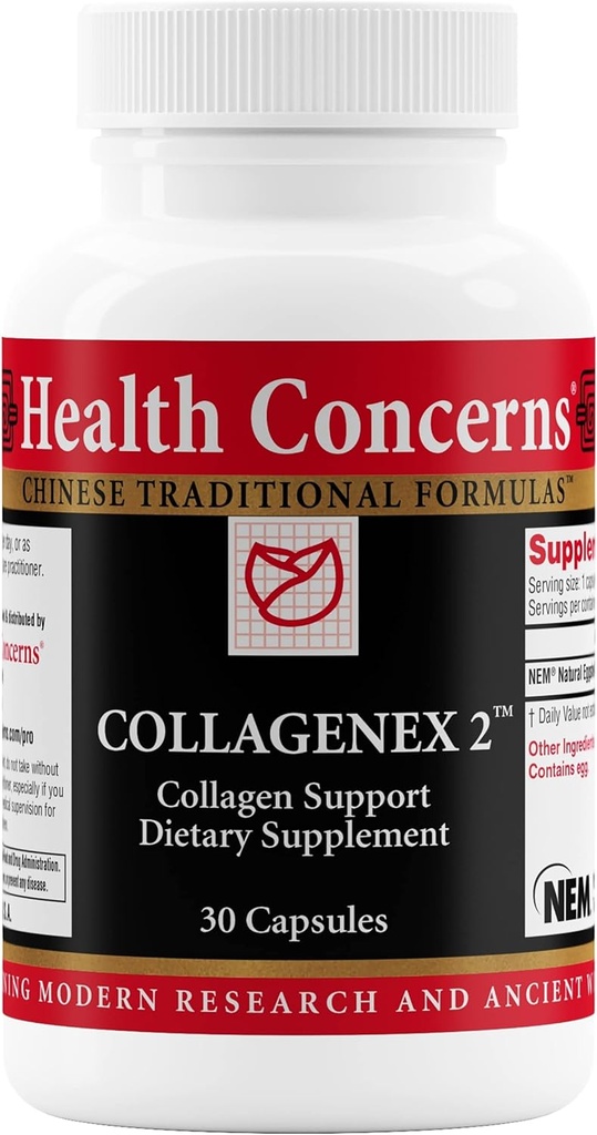 Preocupaciones de salud Collagenex 2 – Suplemento de colágeno para el soporte conjunto " Flexibilidad – Membrana de Eggshell Natural para Hombres " Mujeres - Soporte de tejido conectivo – Suplemento herbal chino - 30 cápsulas
