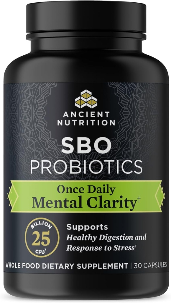 Probióticos de nutrición antiguos para la claridad mental, una vez probióticos diarios 30Ct, ayuda a promover la claridad mental y la concentración, apoya la energía sana y el sueño más reparador, 25 millones de UF*