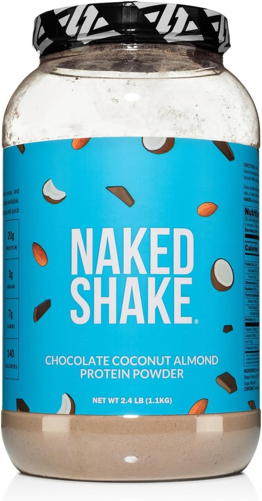 Afeitado desnudo - Chocolate Coconut Almond Protein Powder - Proteína de planta saborizada de granjas canadienses de EE.UU. con aceite MCT, libre de gluten, libre de soja, sin GMOs o dulces artificiales - 30 Actuaciones