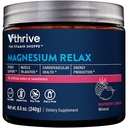 Vthrive Magnesium Relax Powder Supports Stress Relief, Muscle Relaxation &amp; Enhanced Sleep Quality for Daily Calmness & Wellness - Raspberry Lemon Flavor (8.5 Oz. / 50 Servings)