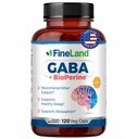 FineLand GABA + BioPerine® – Gamma-Aminobutyric Acid Suplemento de Relajación " Apaciguador diario " apoya el bienestar emocional, vegano – 120 cápsulas, hecho en EE.UU.