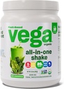 Vega Organic All-in-One Vegan Protein Powder, Plain Unsweetened - Superfood Ingredients, Vitamins for Immunity Support, Keto Friendly, Pea Protein for Women & Men, 13.5 oz (Packaging May Vary)