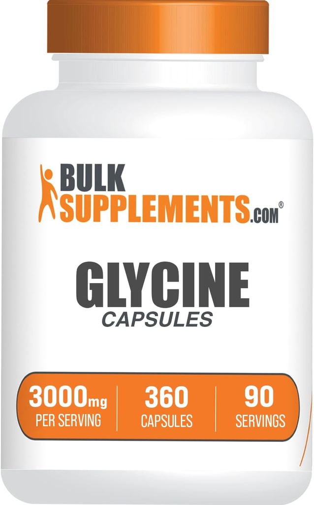 BulkSupplements.com Cápsulas Glycine - Suplementos Glycine, Suplemento Aminoácidos - Gluten Free, 4 Cápsulas por Serving, 360 Conde (Pack of 1)