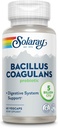 SOLARAY Bacillus Coagulans Probiótico - 5 millones de microorganismos en vivo - Digestión y apoyo a la salud del cuerpo completo Probióticos con fibra prebiótica de inulina, garantía de 60 días, 30 Serv, 60 VegCaps